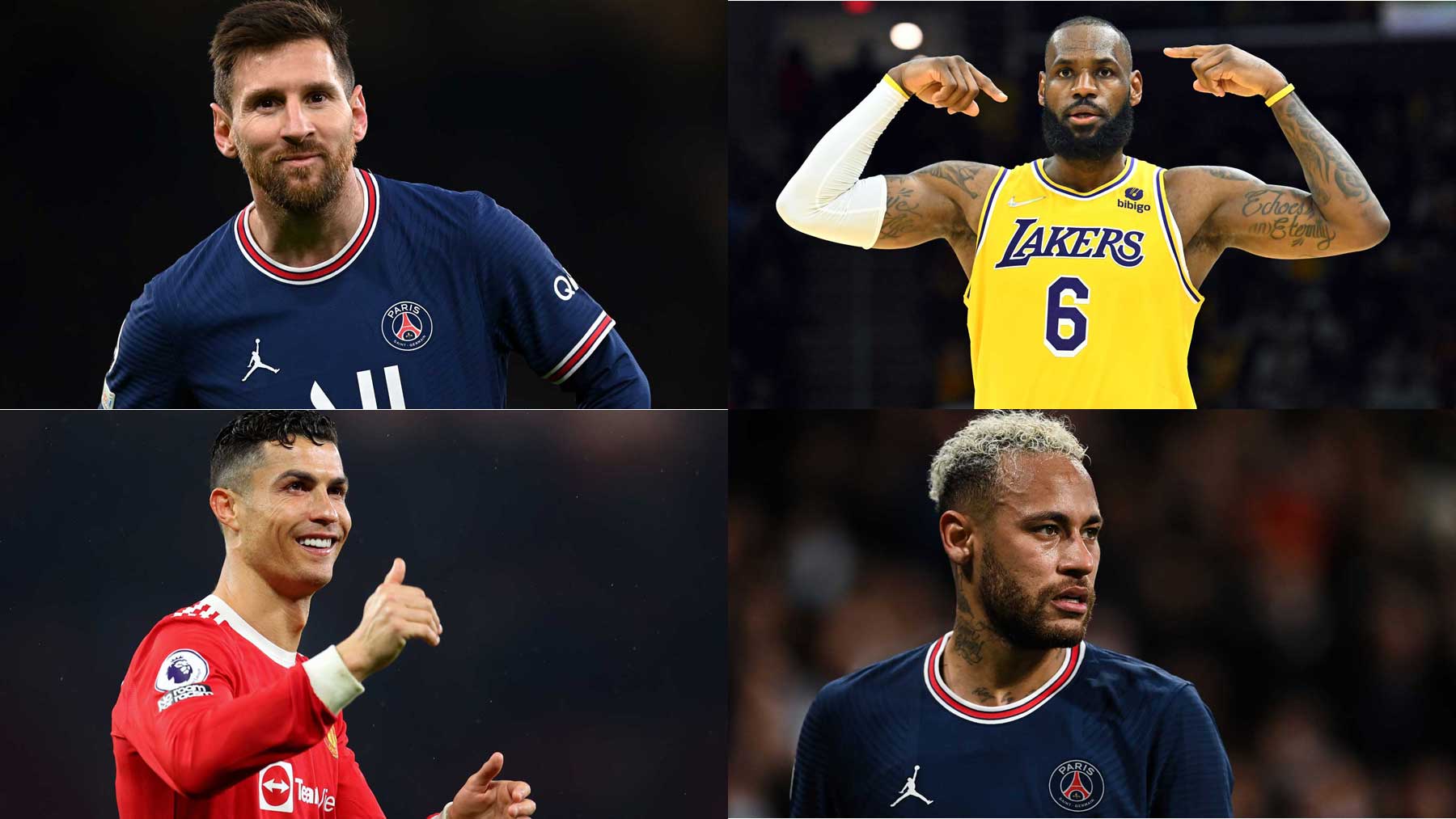 Messi, Le Bron James, Cristiano y Neymar, en la lista de deportistas mejor pagados del mundo (Getty)