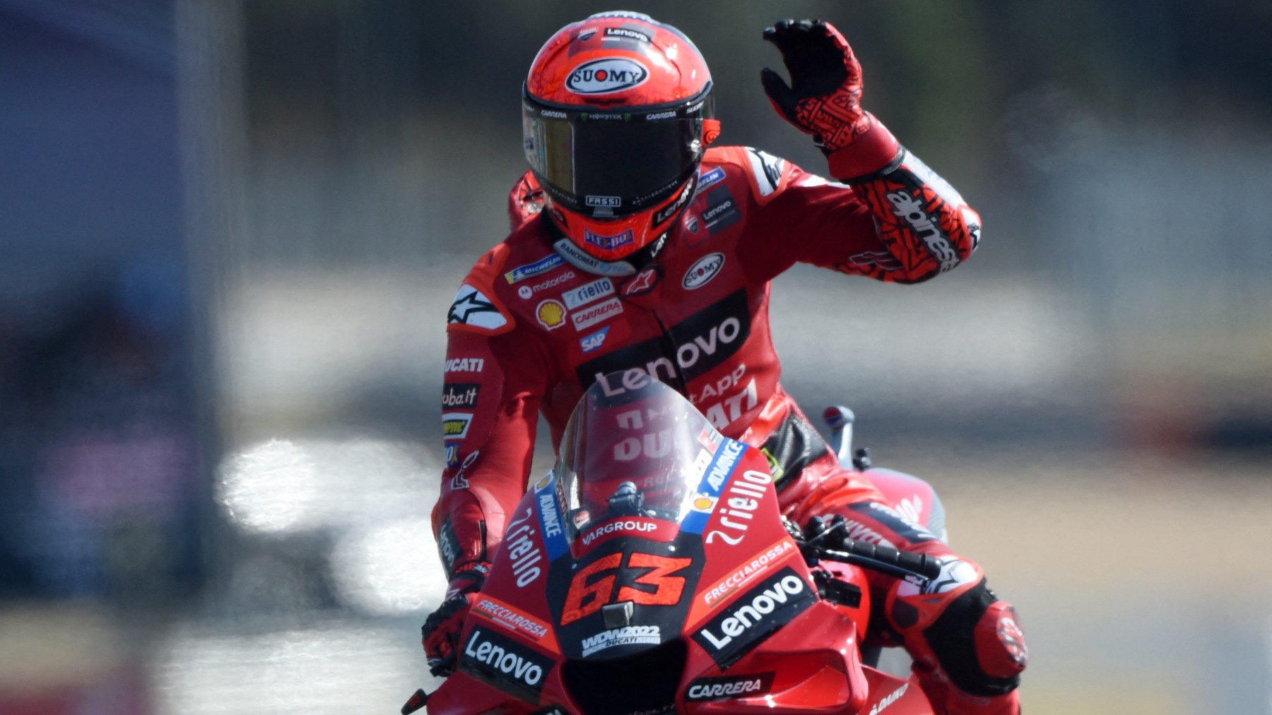 Pecco Bagnaia durante el GP de Francia de MotoGP. (AFP)
