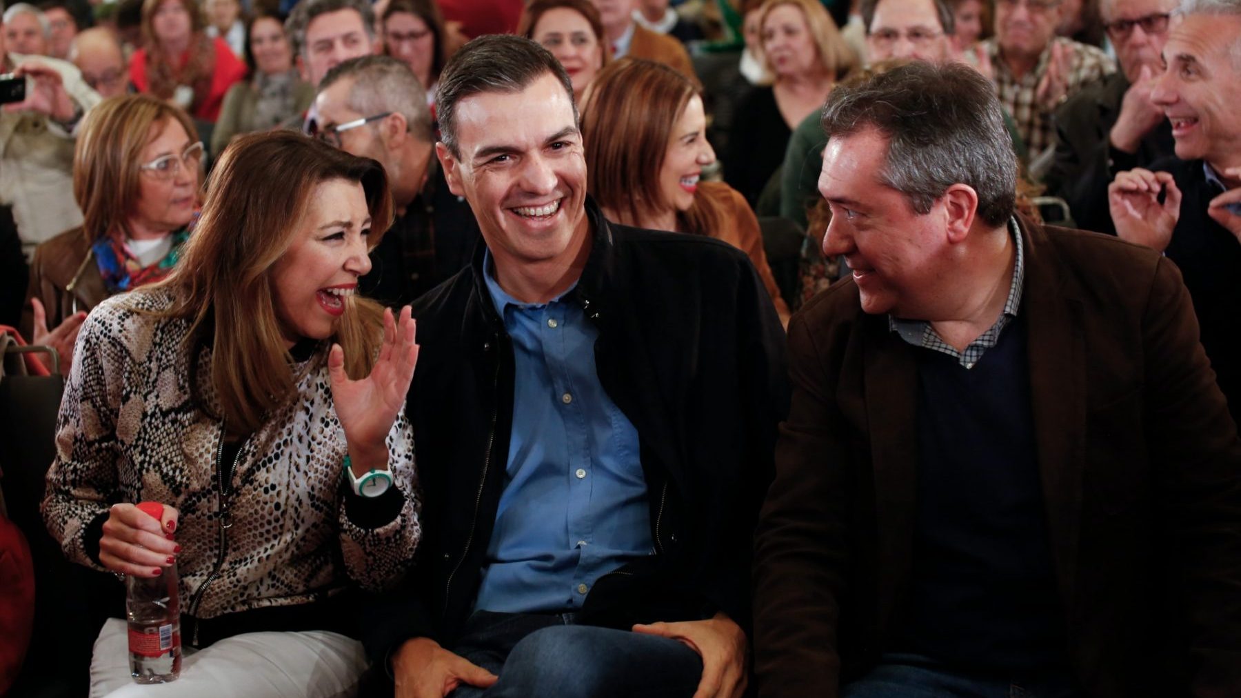 Susana Díaz, Pedro Sánchez y Juan Espadas.