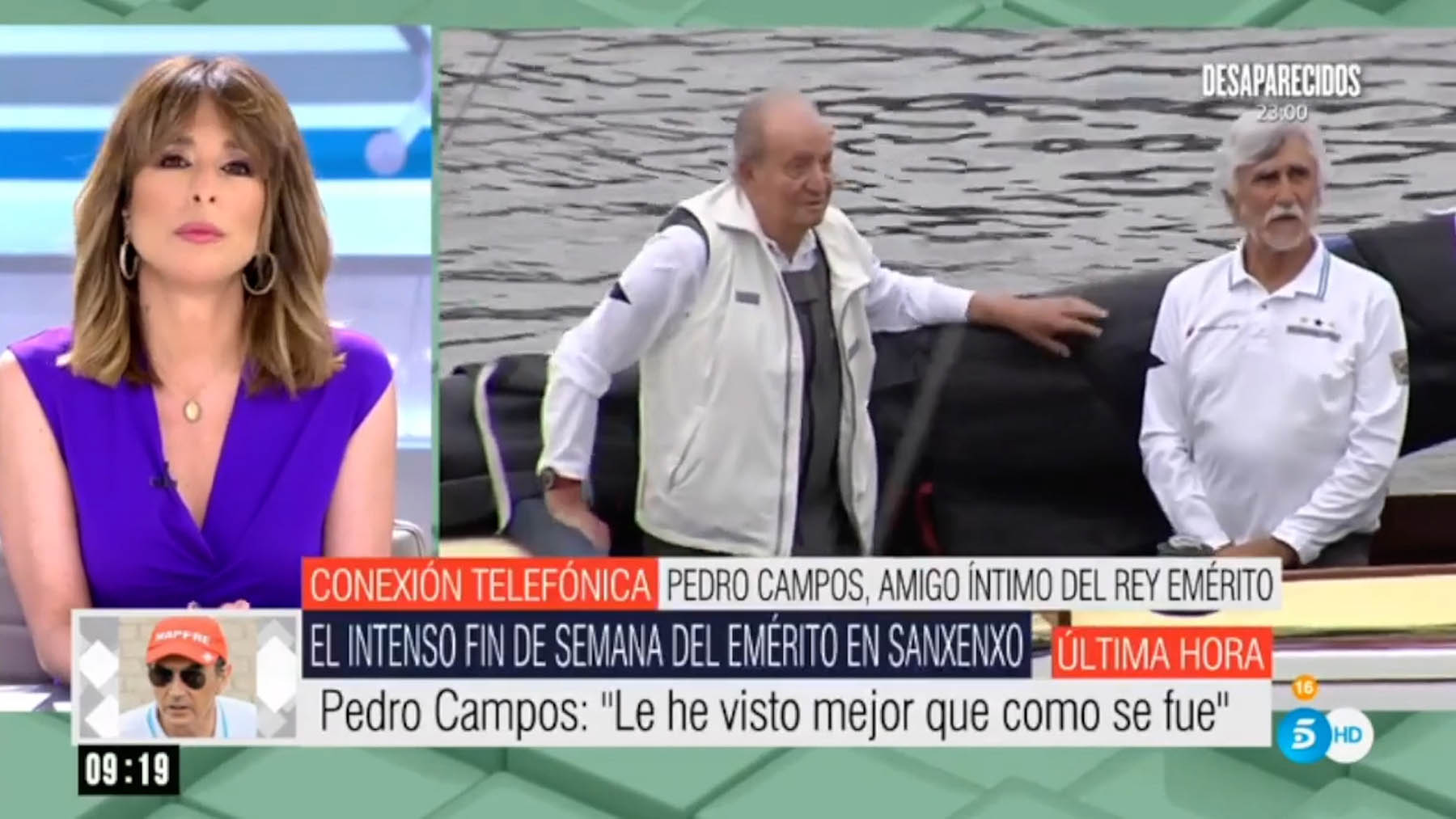 Pedro Campos, sobre la visita de Juan Carlos I a Sangenjo: «Está mucho mejor que cuando se fue»