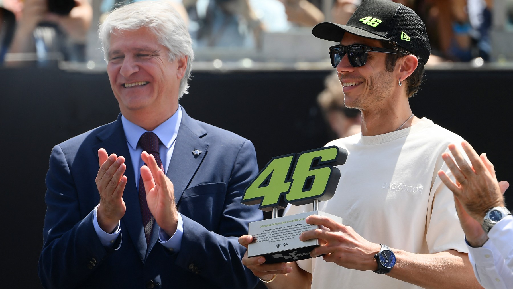 Valentino Rossi posa con el número 46 en Mugello. (AFP)