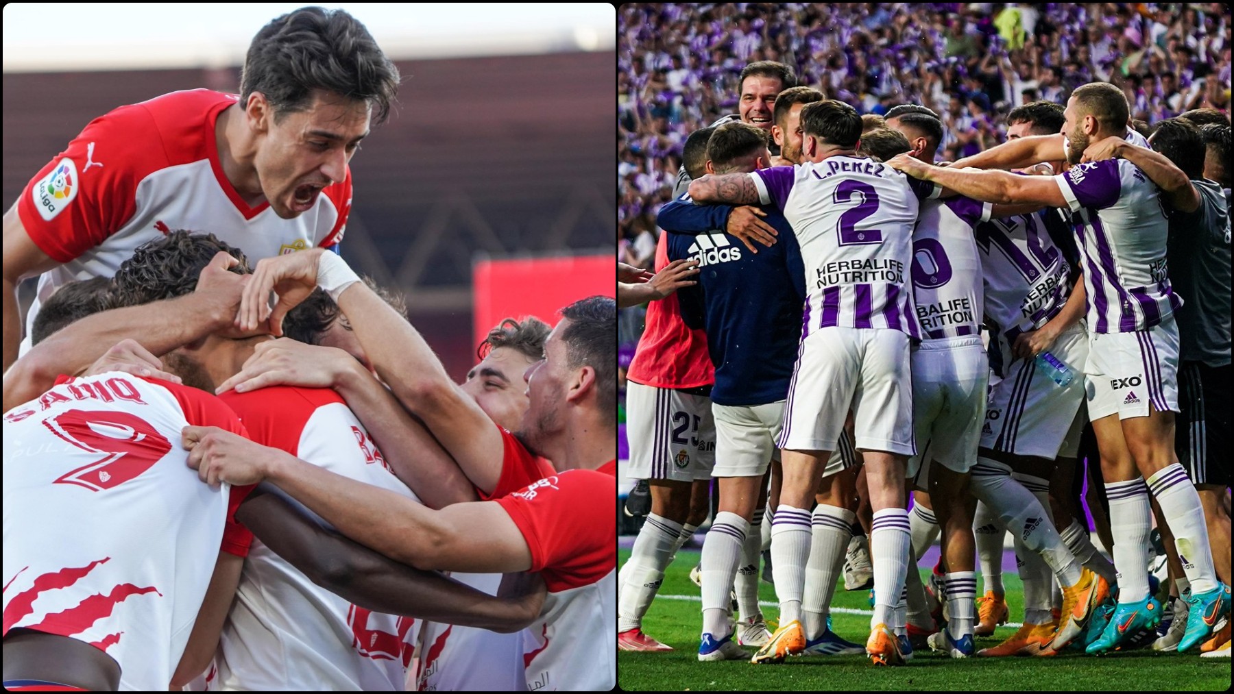 Almería y Valladolid celebran su ascenso a Primera.