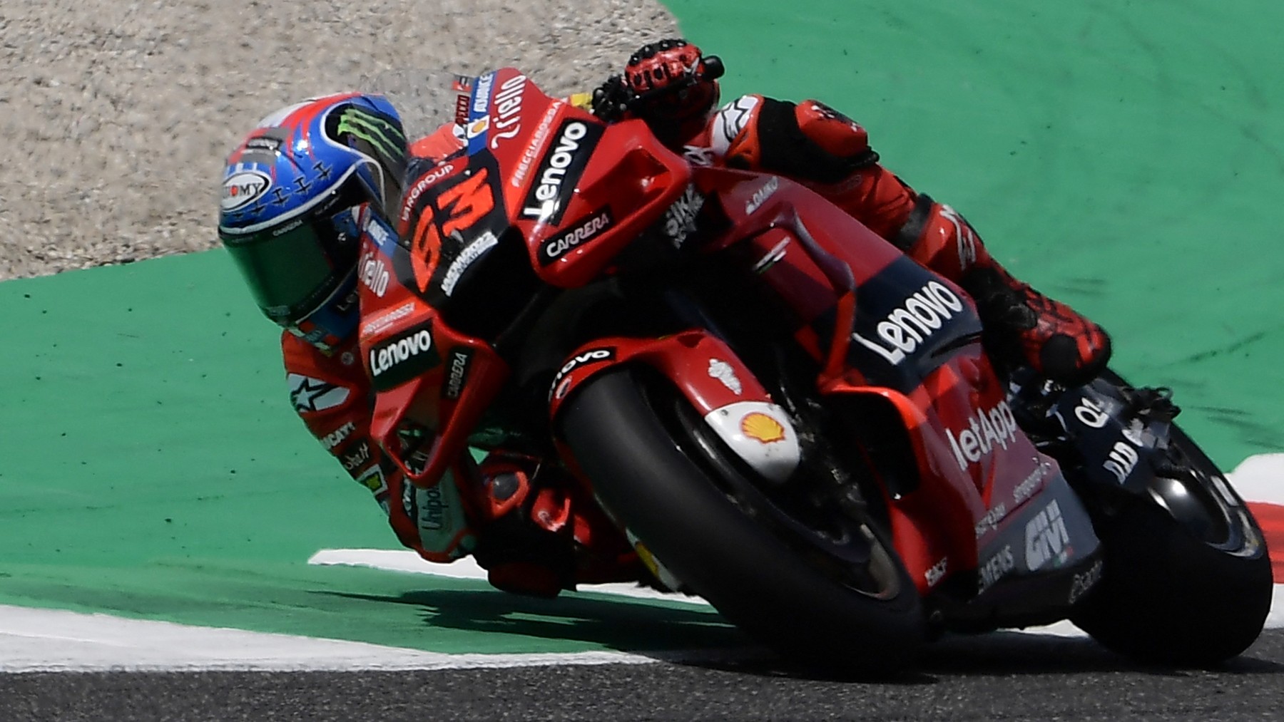 Pecco Bagnaia durante el GP de Italia de MotoGP. (AFP)