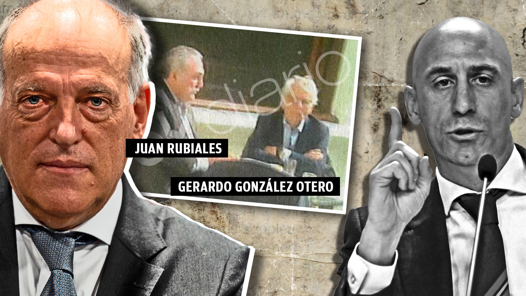 Luis Rubiales junto a Javier Tebas, Juan Rubiales y Gerardo González Otero.