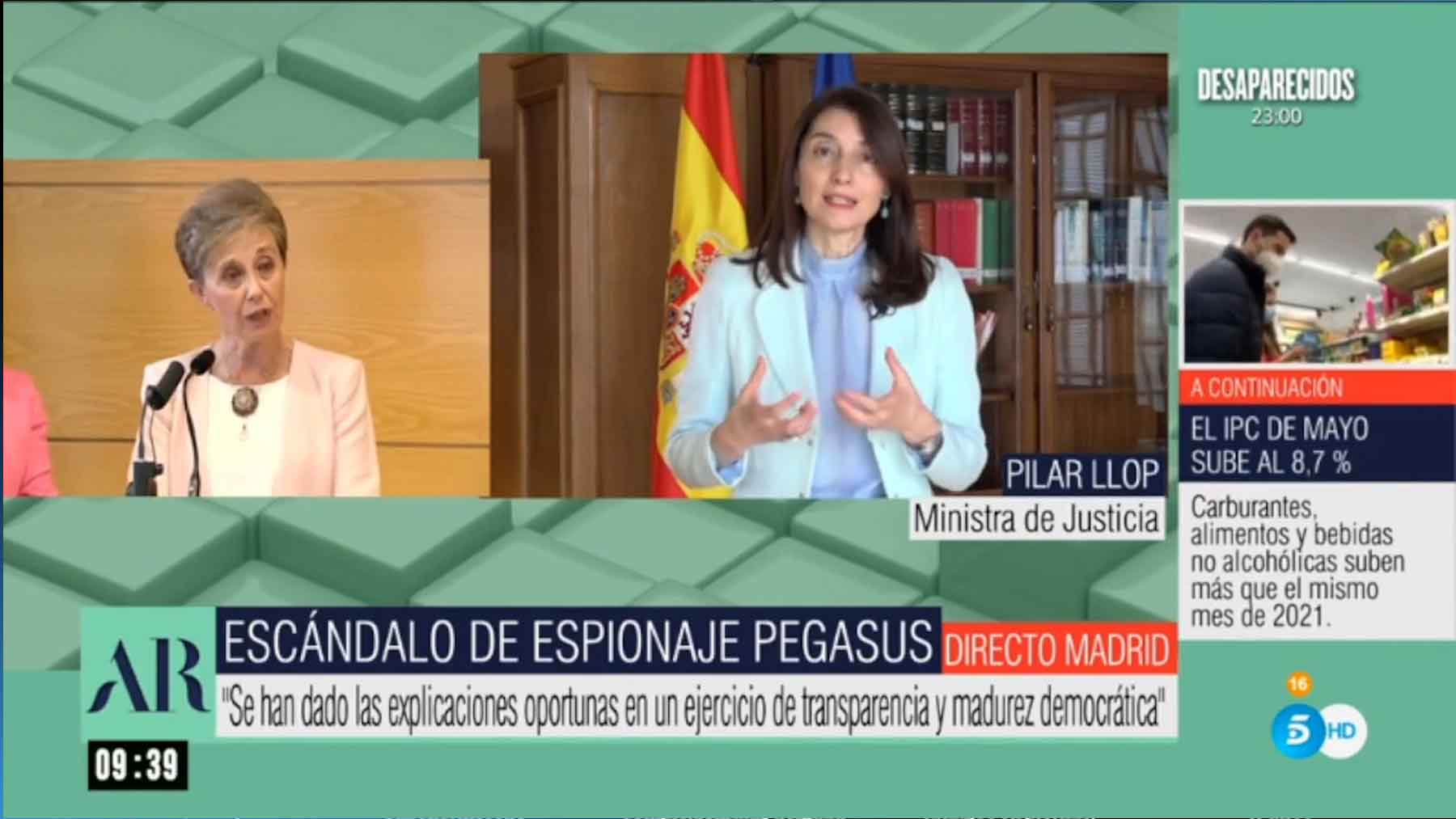 Pilar Llop se burla de los españoles: «La gente ha superado lo de Pegasus, yo creo que ni lo entienden»