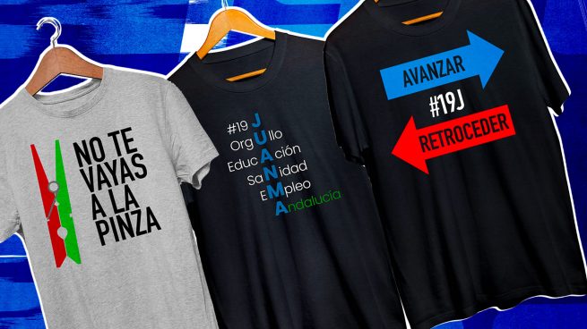 Juanma Moreno desata el fenómeno fan y lanza sus propios diseños para camisetas, tazas y banderas