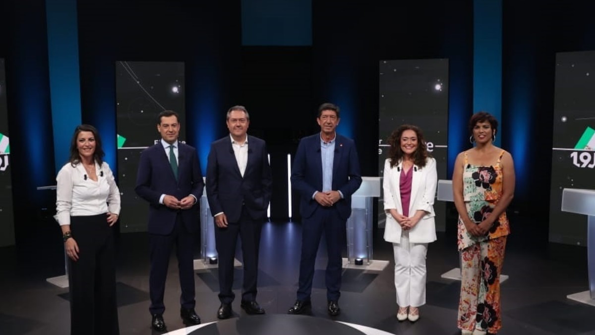 Los seis candidatos a las elecciones andaluzas. (Foto Ep)