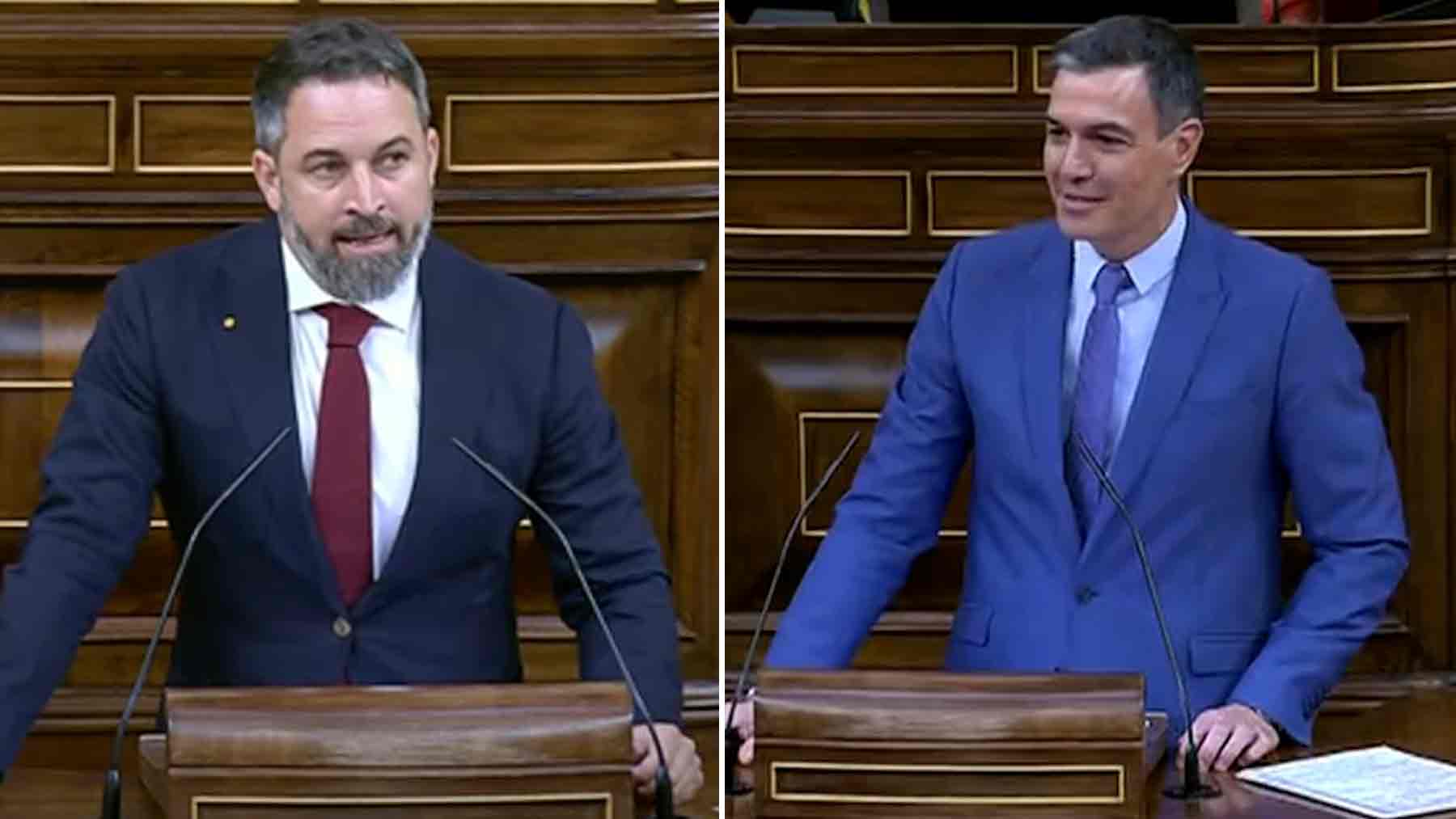 Santiago Abascal y Pedro Sánchez, en el Congreso.