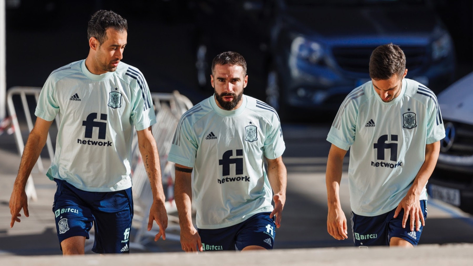 Busquets, Carvajal y Sarabia, con la selección española. (RFEF)