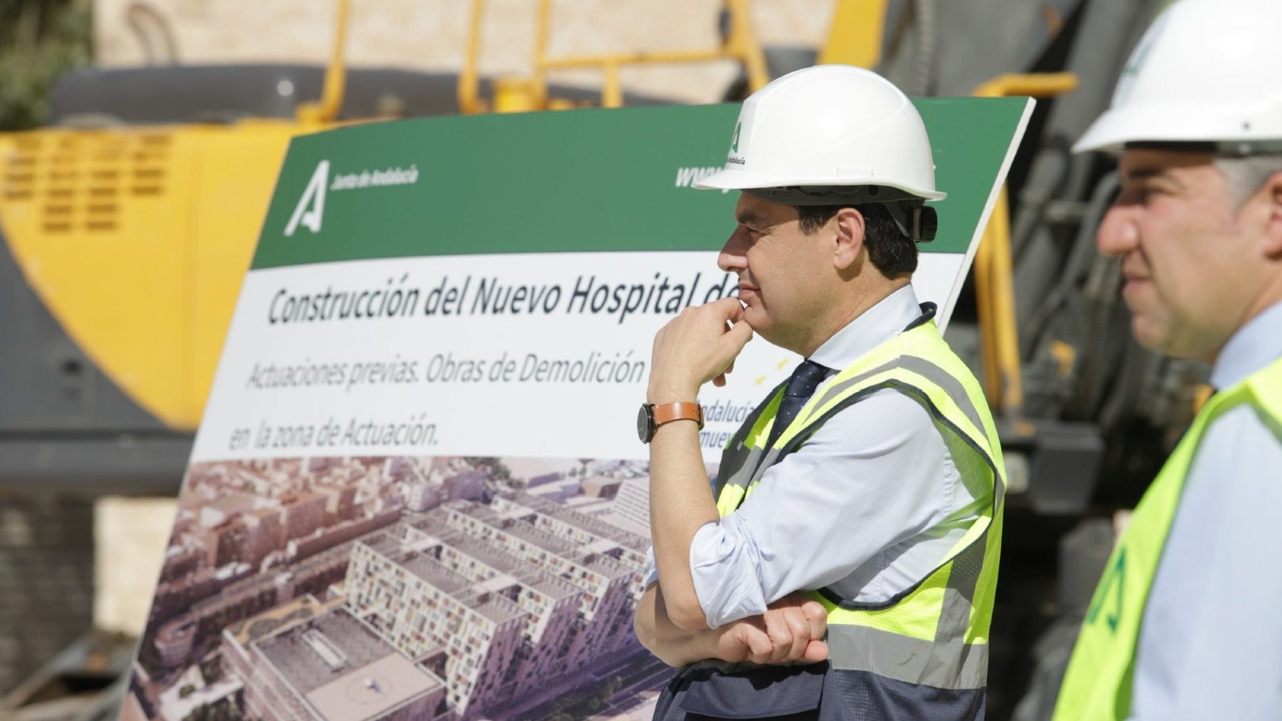Moreno asiste al inicio de las obras de adecuación de los terrenos donde se levantará el nuevo hospital en Málaga (EP).