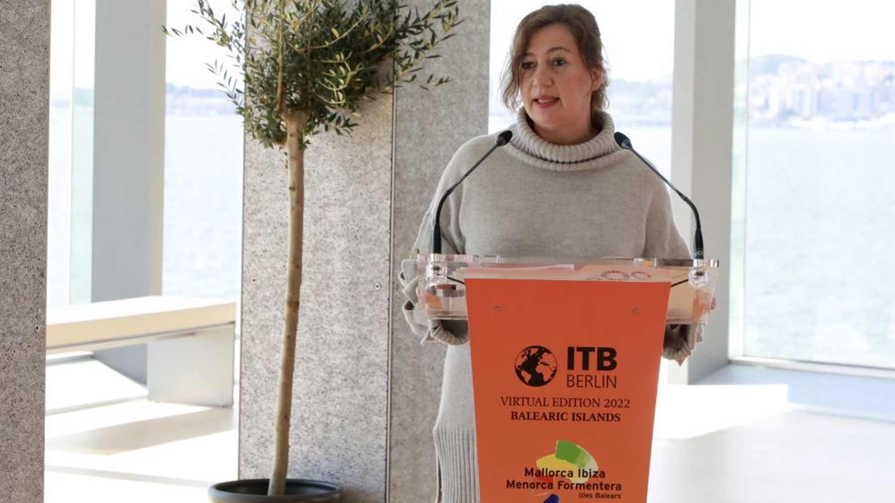La presidenta del Govern, Francina Armengol, en la pasada edición virtual de la feria turística de Berlín.