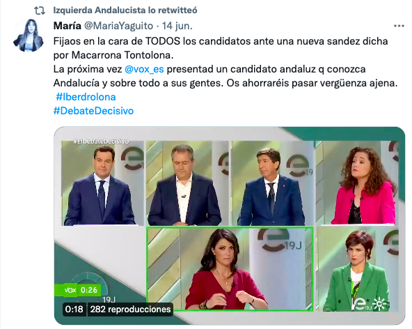 Tuit compartido por Izquierda Andalucista.