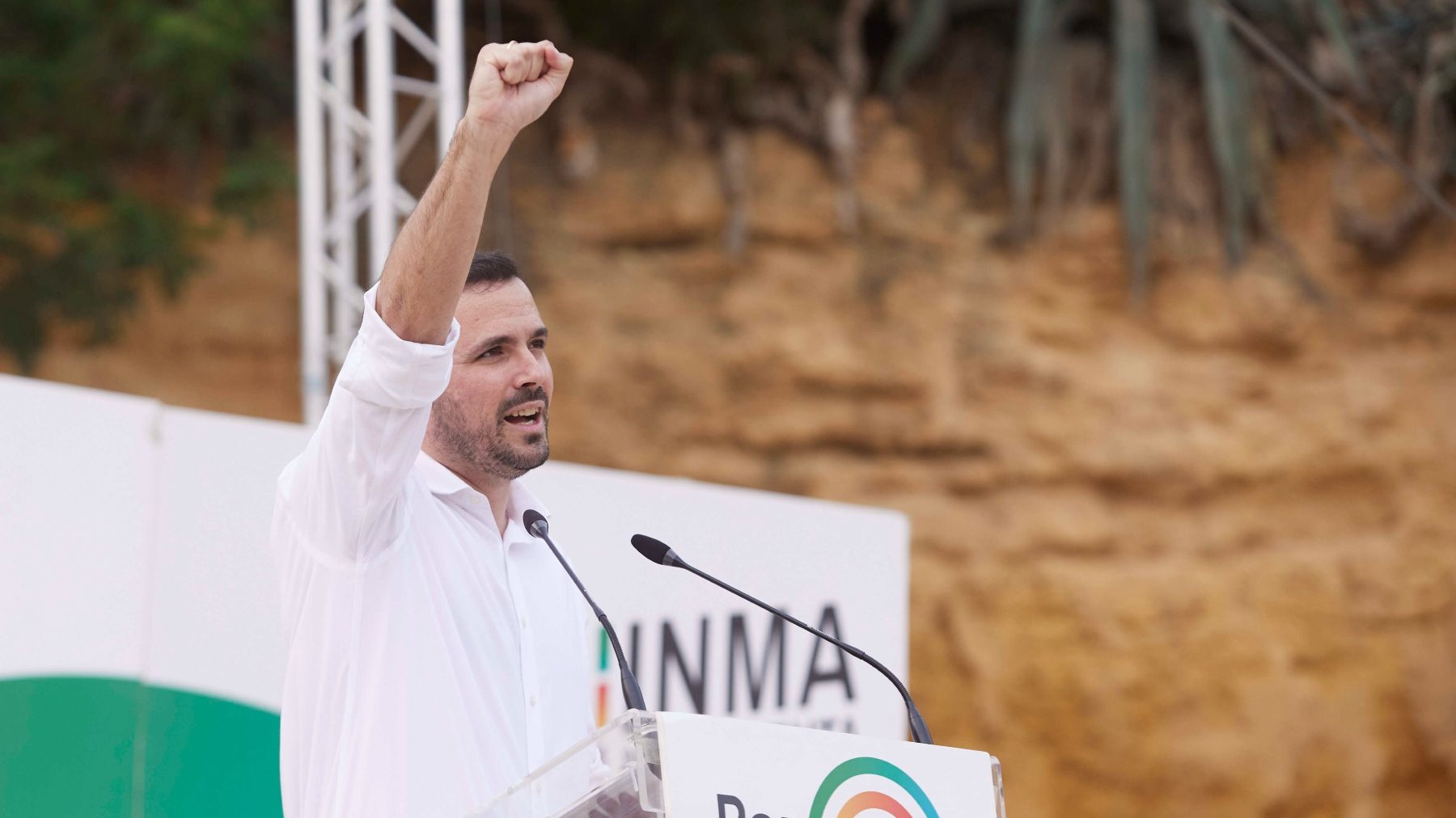 Alberto Garzón, durante el acto central de la campaña electoral de la coalición Por Andalucía (EUROPA PRESS).