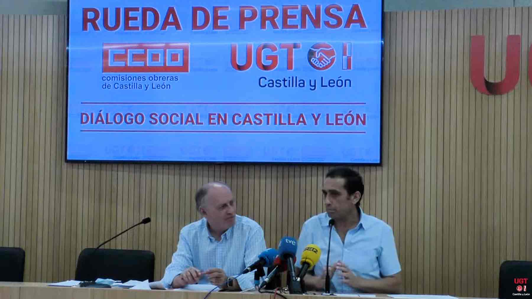 CCOO y UGT de Castilla y León en rueda de prensa.