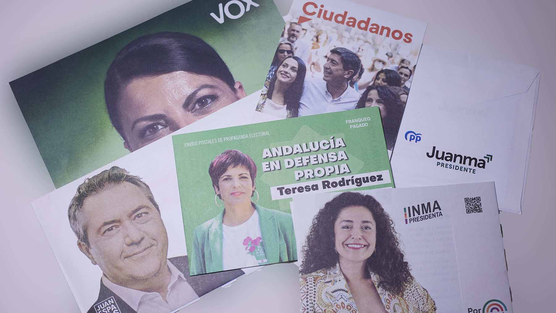 Publicidad de los candidatos que se presentan en las elecciones andaluzas.