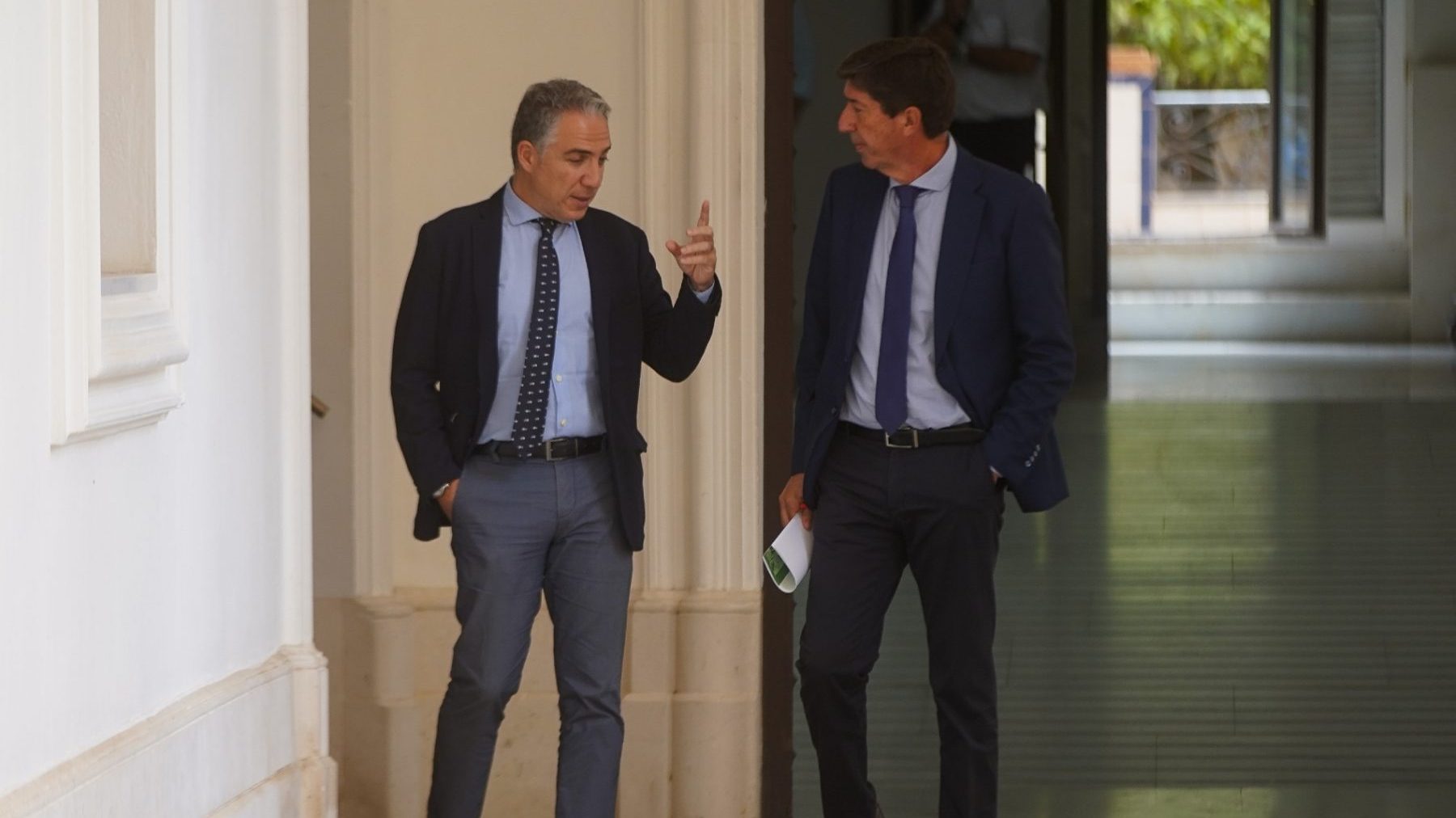 Juan Marín y Elías Bendodo, este martes tras la rueda de prensa posterior al Consejo de Gobierno (EUROPA PRESS).