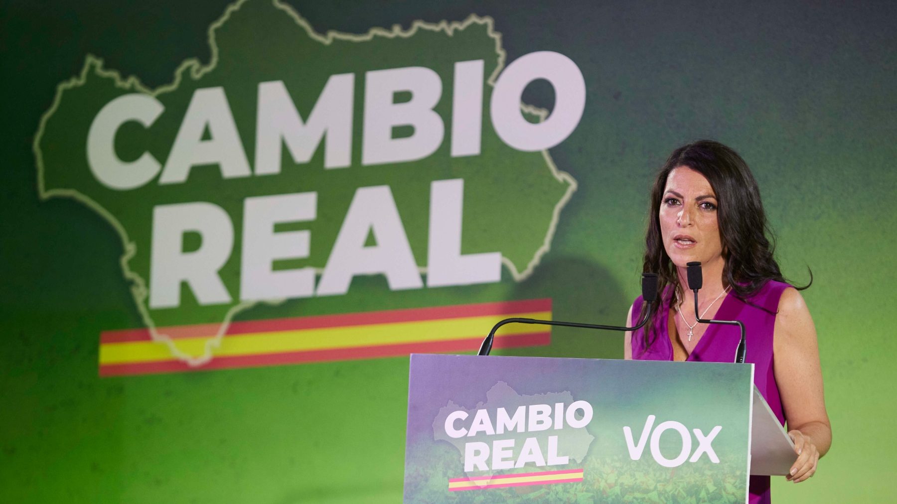 Macarena Olona, en la rueda de prensa para valorar el resultado electoral de las andaluzas (EUROPA PRESS).
