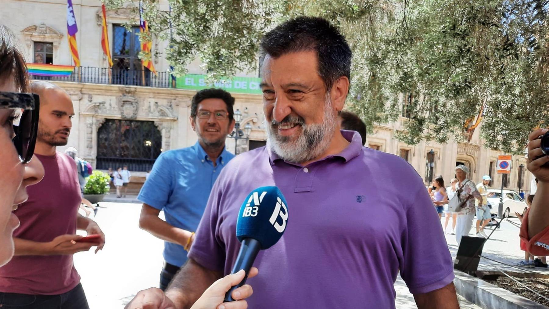 El portavoz de Podemos en Paloma, Jesús Jurado, durante su comparecencia ante la prensa.