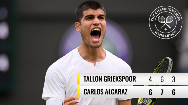 Alcaraz tumba a Griekspoor y presenta su candidatura en Wimbledon