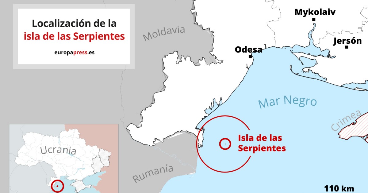 Mapa con la localización de la isla de la Serpientes en el mar Negro.