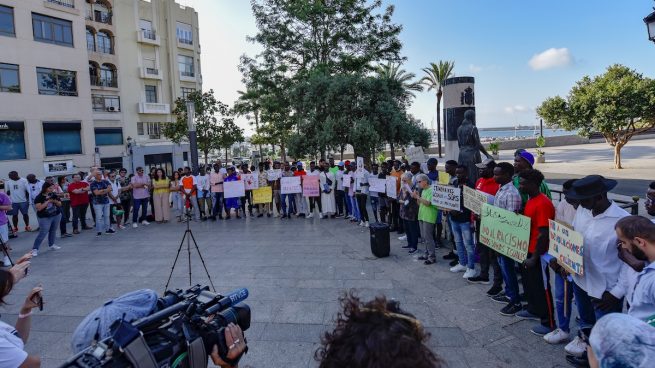 Manifestación de Podemos y CCOO en Ceuta.