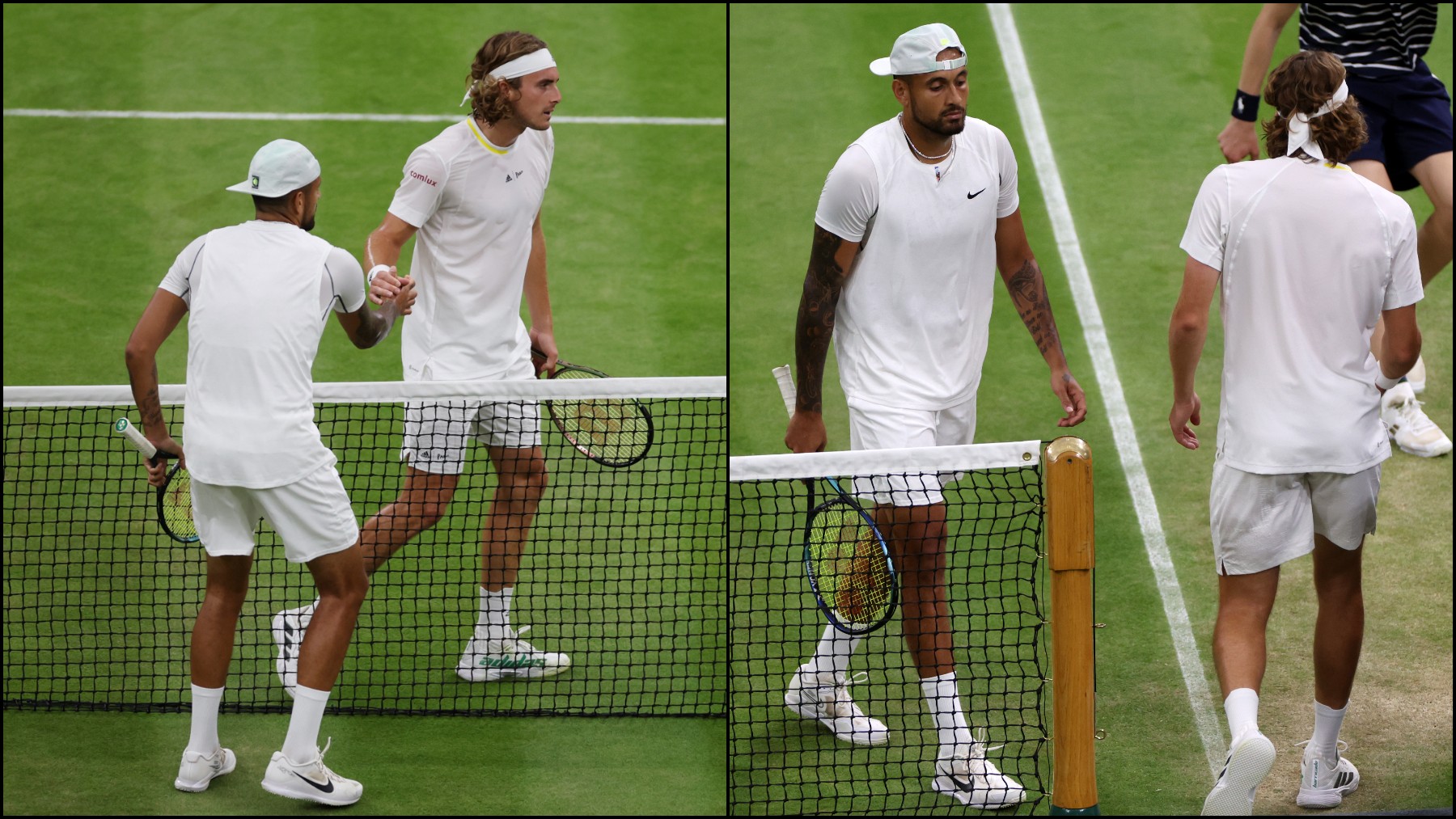 Stefanos Tsitsipas y Nick Kyrgios, en Wimbledon. (Getty)