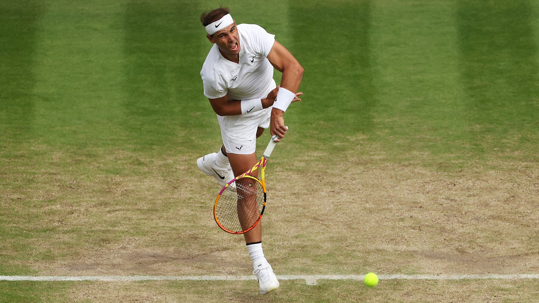 Rafa Nadal, en el partido de Wimbledon ante Van de Zandschulp. (Getty)