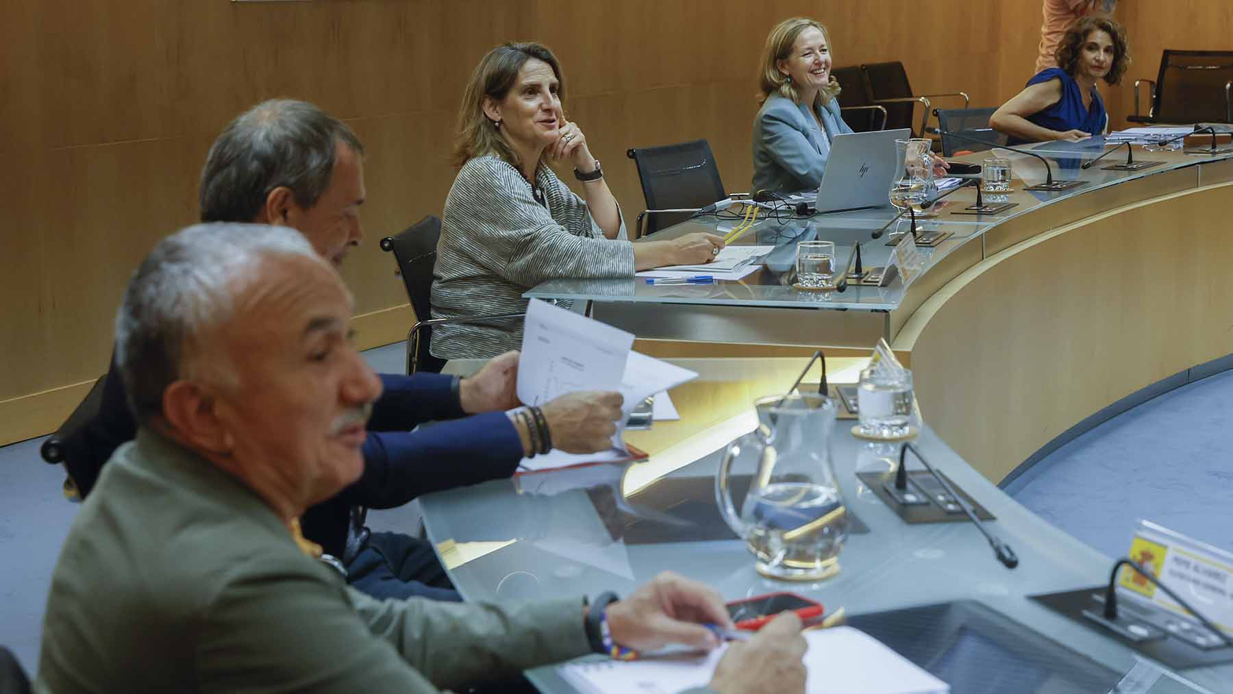 Imagen de la reunión convocada por la vicepresidenta Calviño con los agentes sociales.