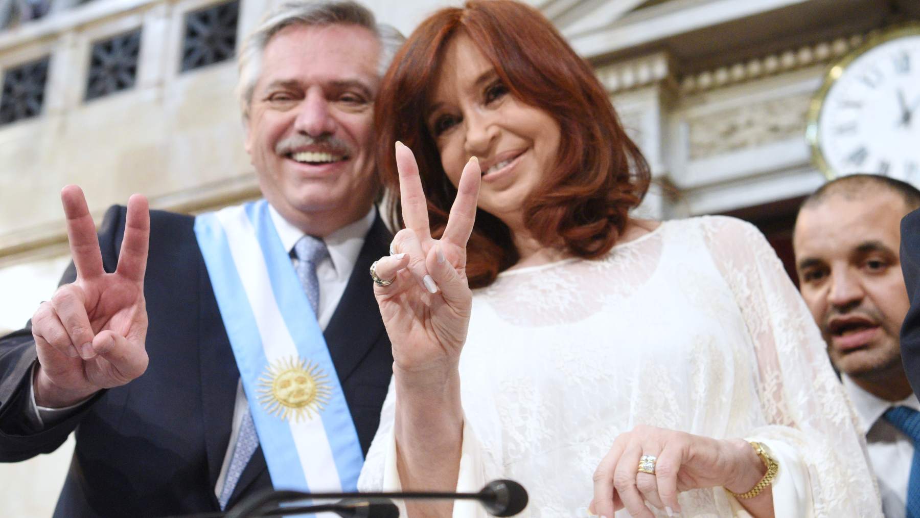El presidente y la vicepresidenta de Argentina, Alberto Fernández y Cristina Fernández, en 2019.