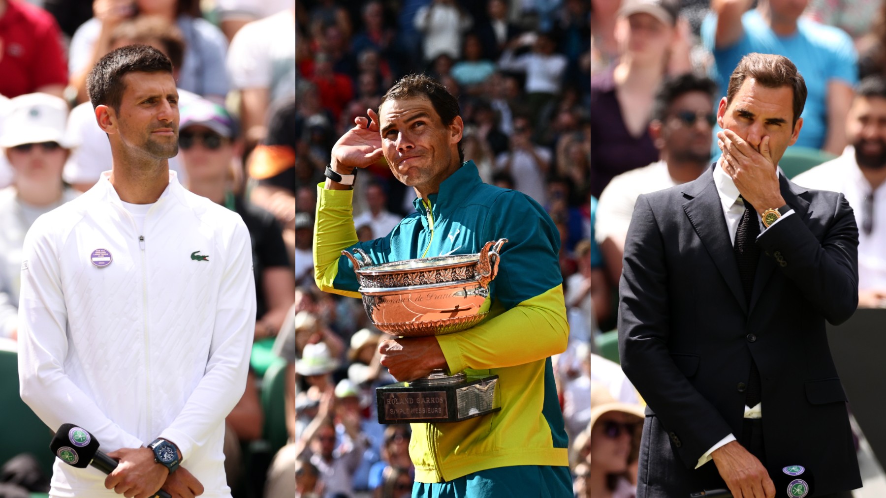 Novak Djokovic, Rafael Nadal y Roger Federer.
