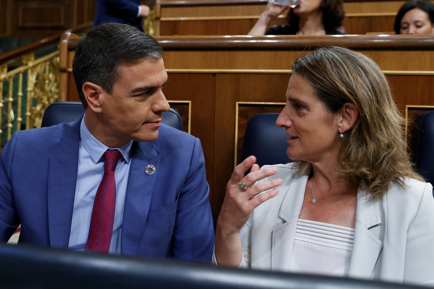 Pedro Sánchez y Teresa Ribera, en el Congreso.