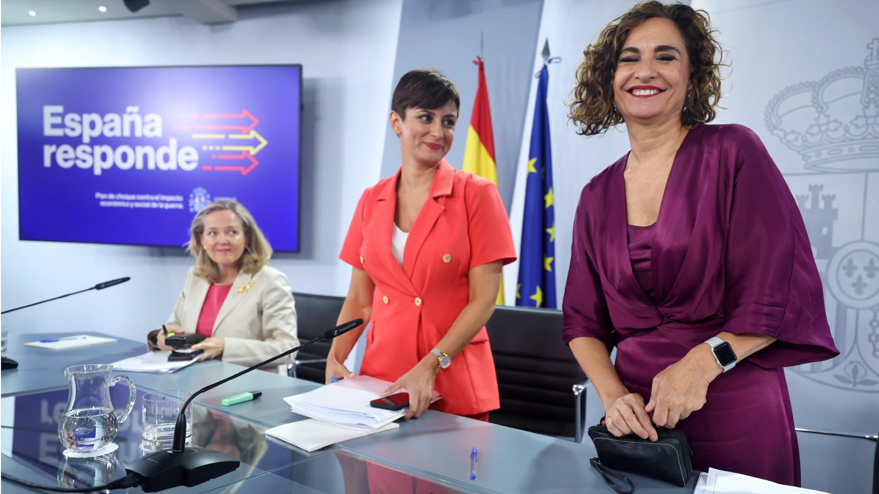 Las ministras Calviño, Rodríguez y Montero. (Foto: EP)