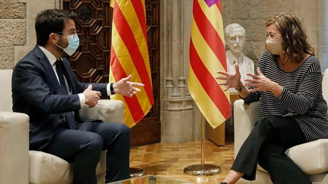 El presidente de Cataluña, Pere Aragonés, con Francina Armengol el pasado mes de noviembre en Palma.