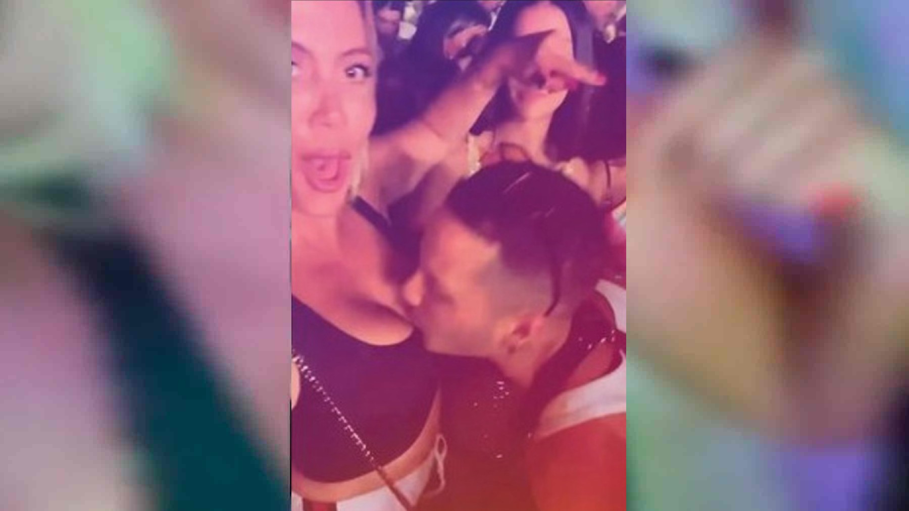 La escandalosa noche de Wanda Nara: un chico le besa los pechos y su hermana pide que borre el vídeo