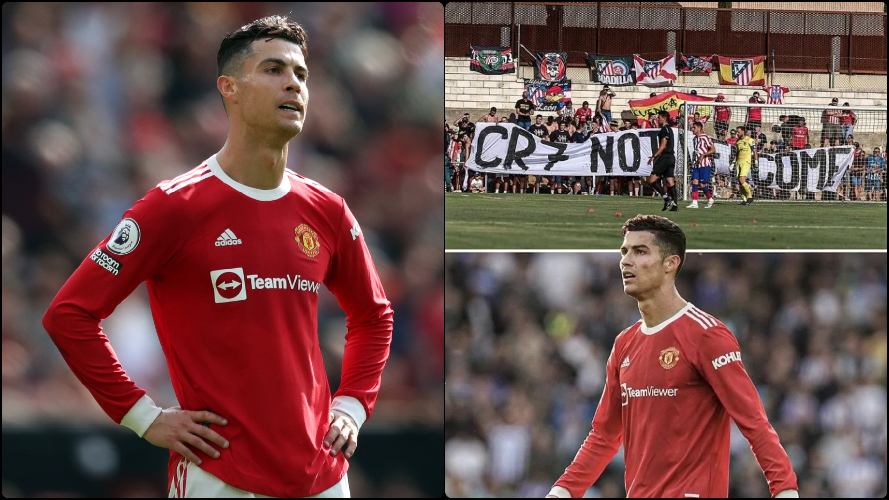 Cristiano Ronaldo responde a la pancarta de los aficionados del Atlético.