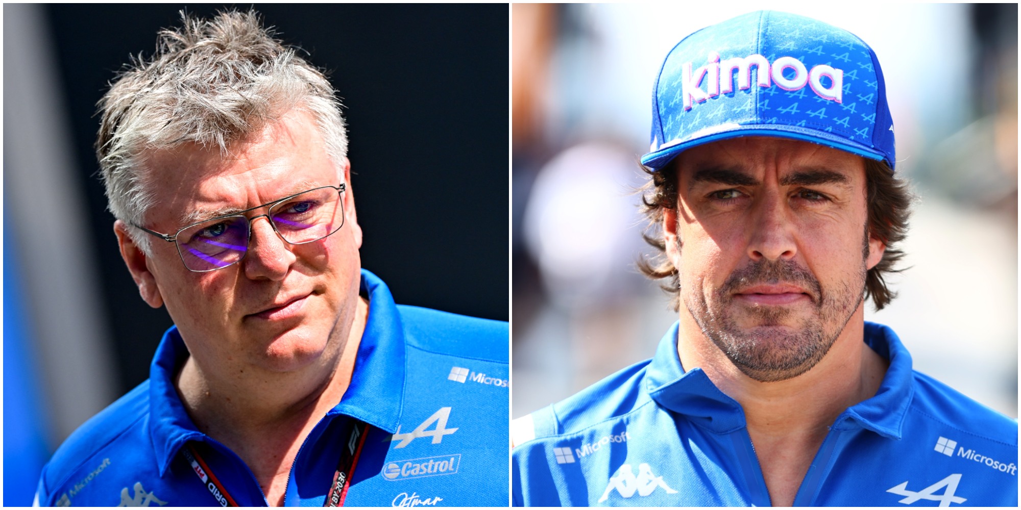 Otmar Szafnauer y Fernando Alonso. (Getty)