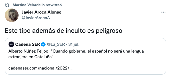 Velarde (Podemos) considera que Feijóo es «un inculto» que además es «peligroso»