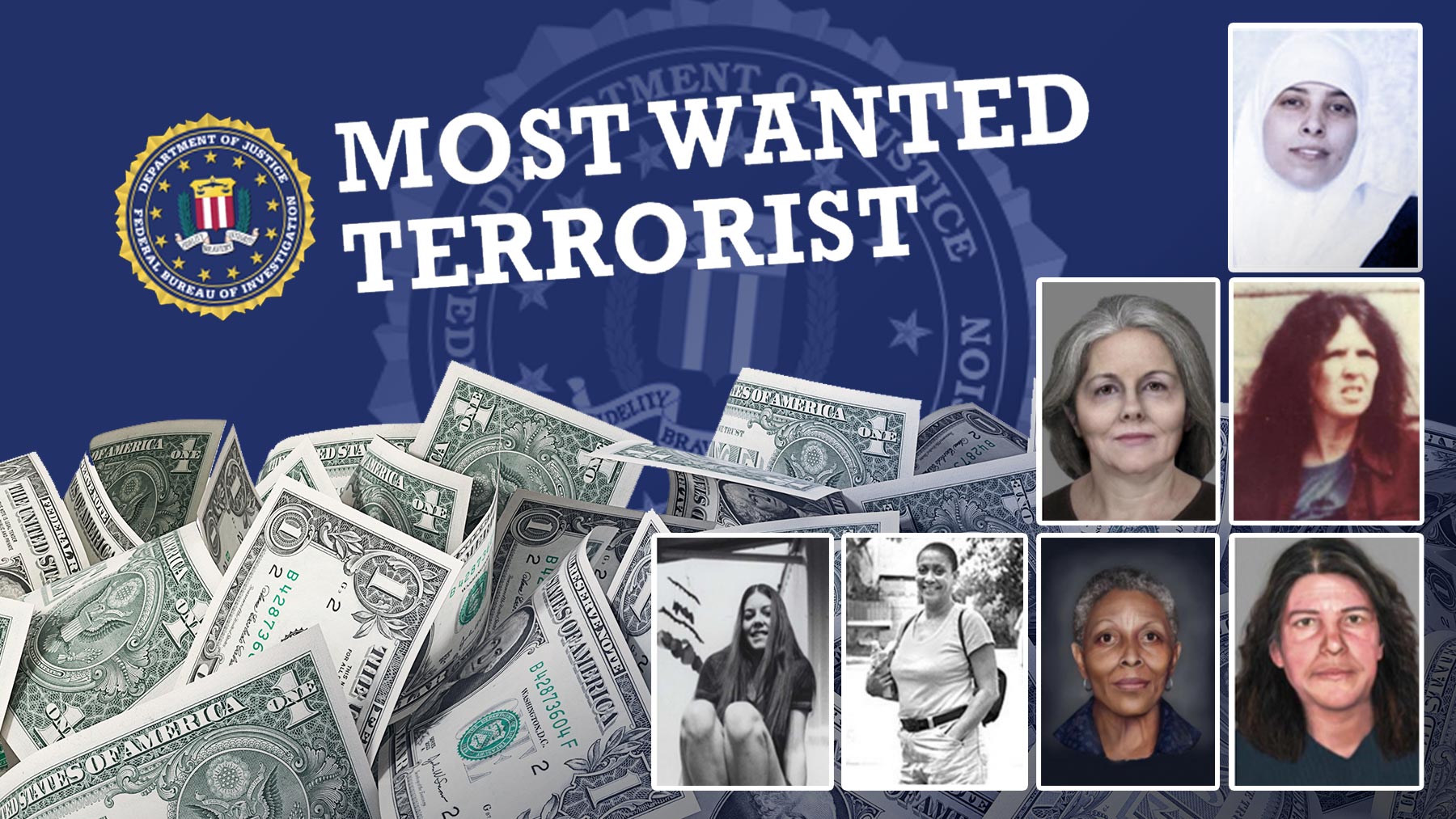 Las siete terroristas más buscadas por el FBI.