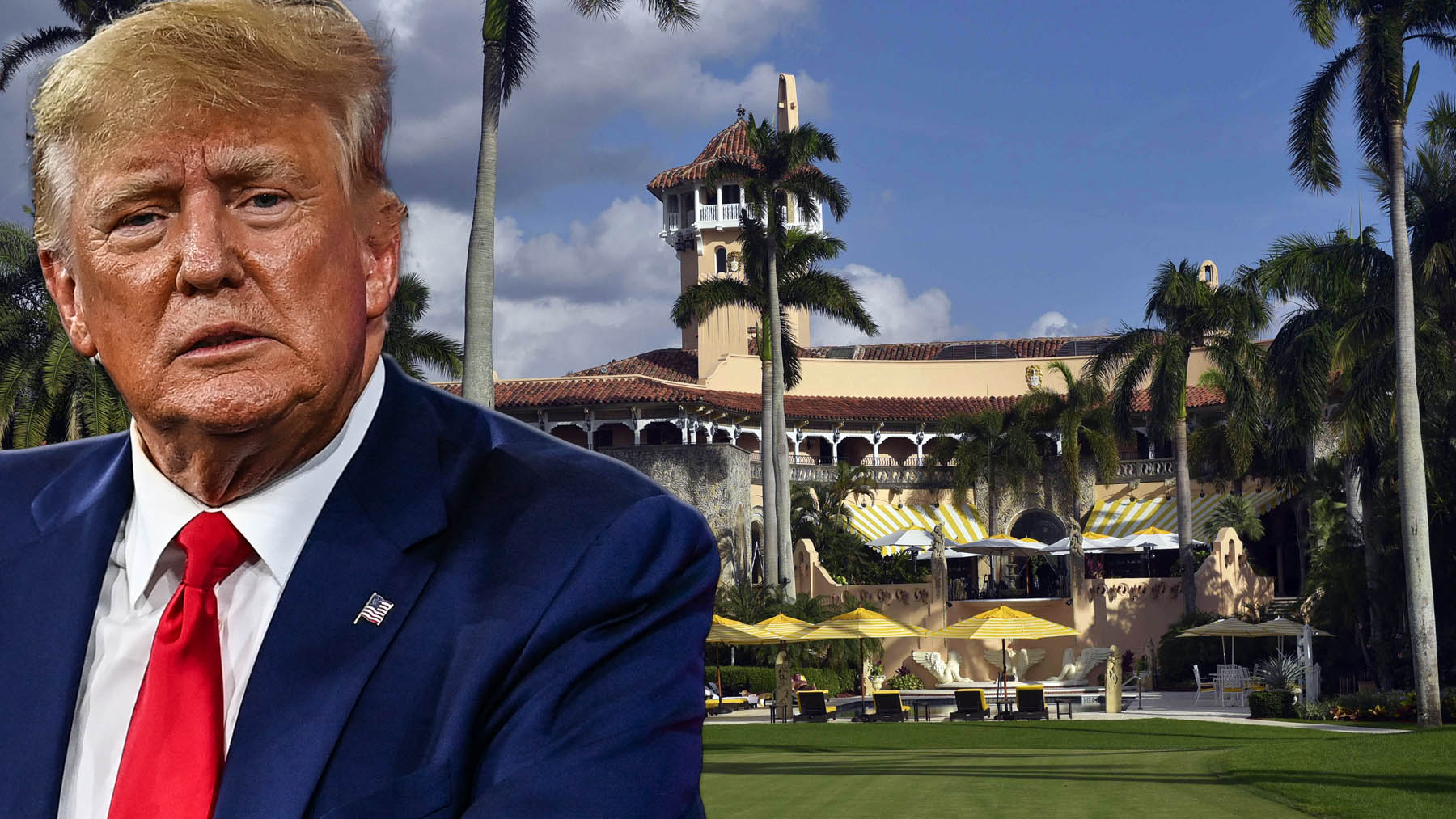 Donald Trump y su mansión de Mar-a-Lago.