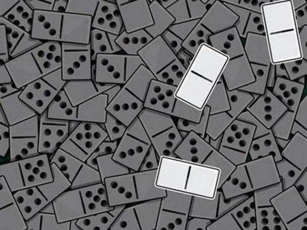 reto visual tres fichas de dominó blancas solución