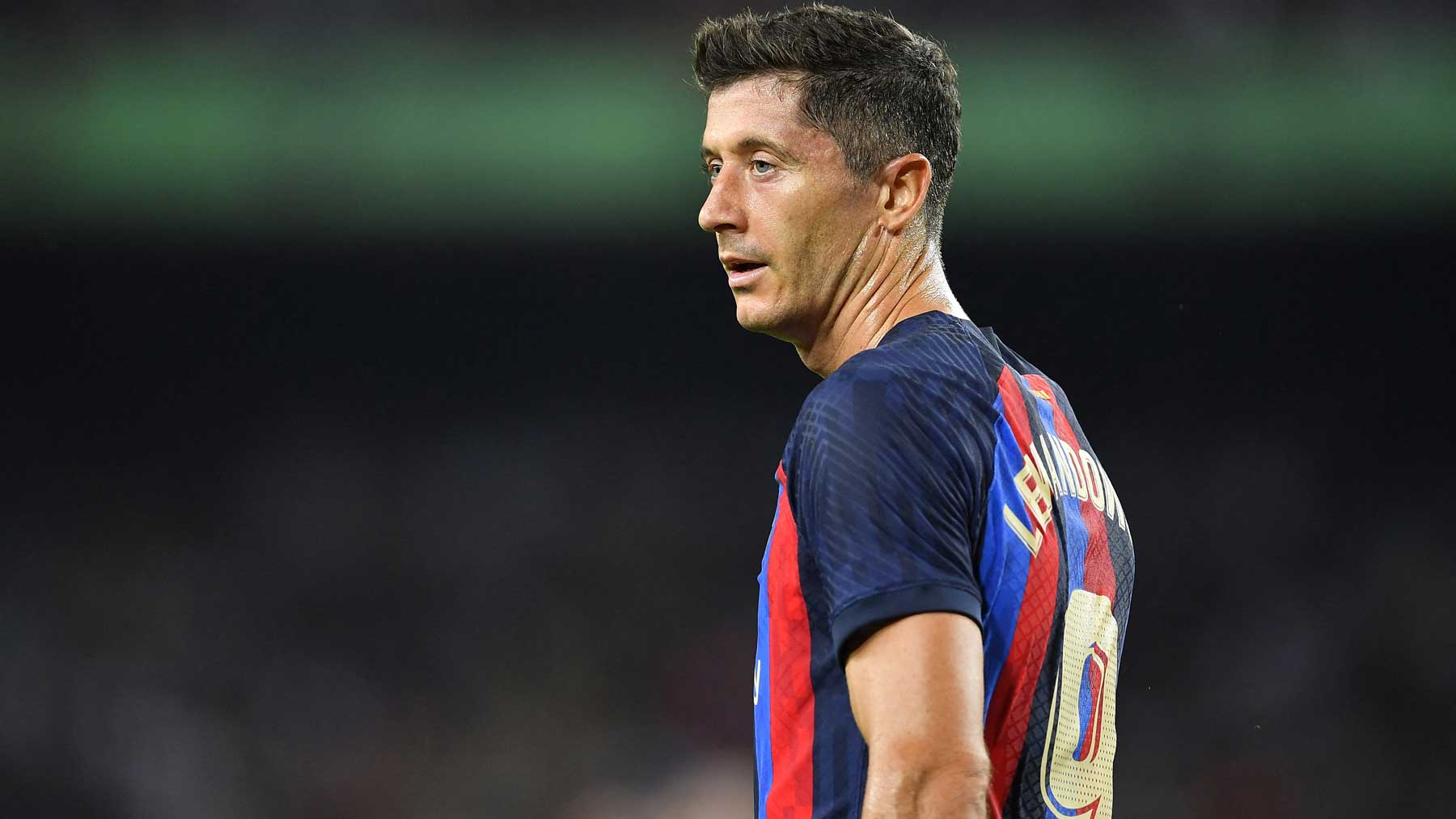 Lewandowski, en su estreno con el Barcelona en Liga (AFP)