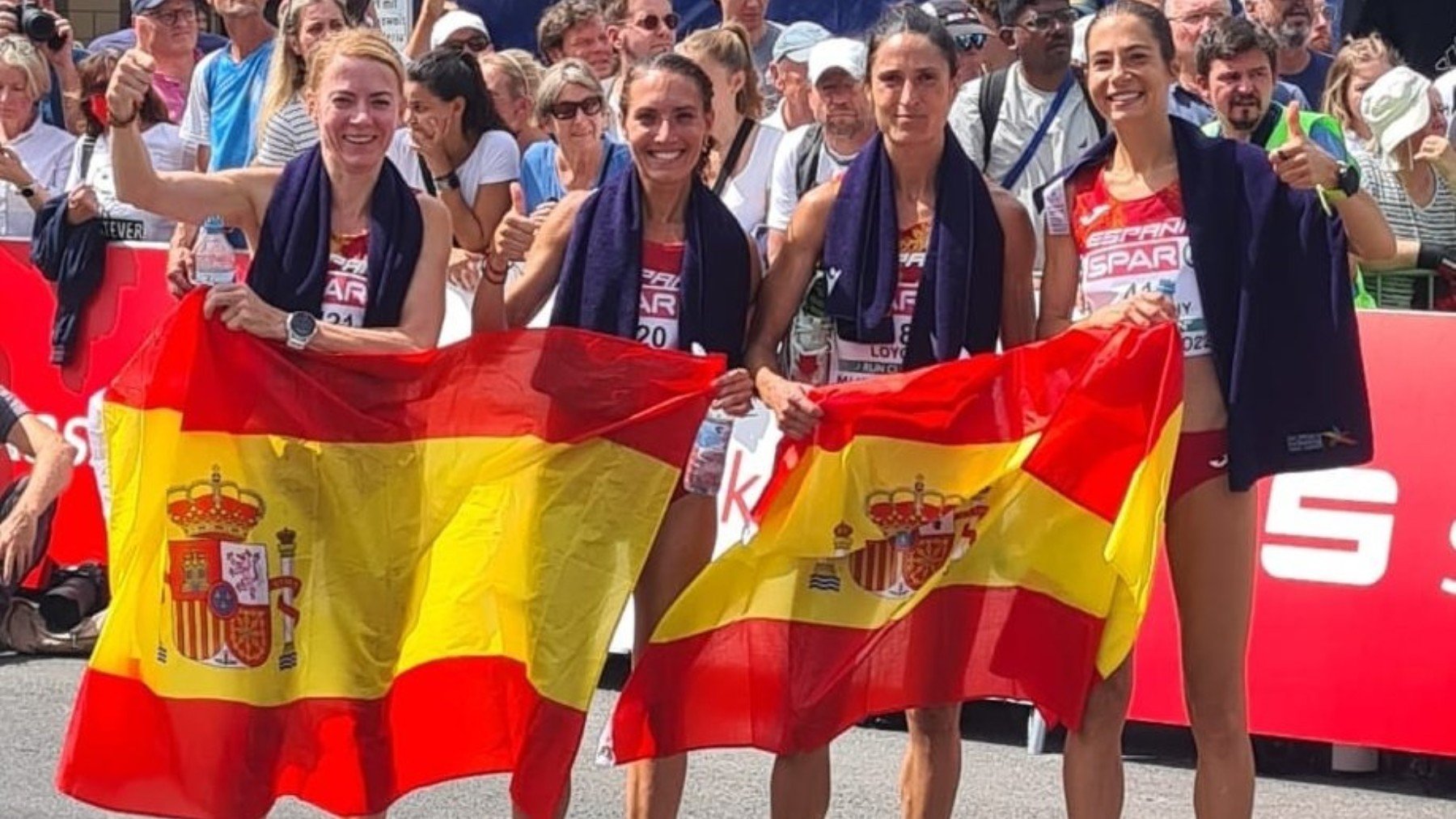 Equipo español de maratón femenino que logró la medalla de plata en los Europeos de Múnich 2022.