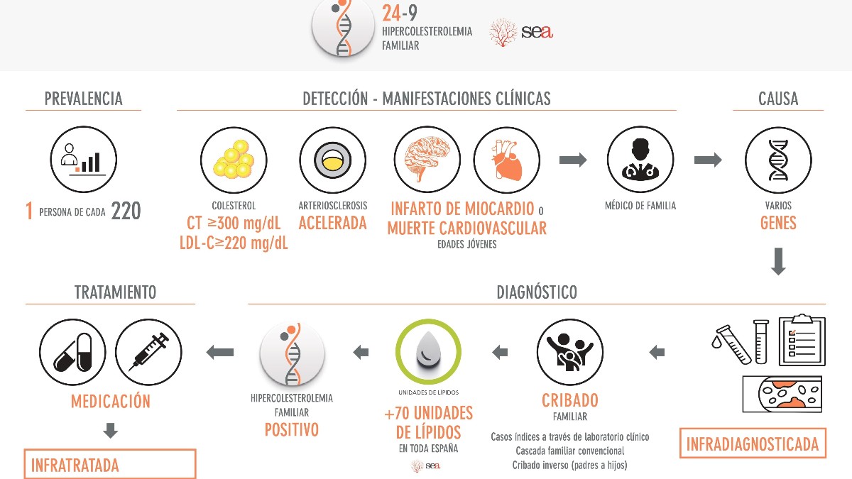 Infografía sobre la hipercolesterolemia familiar.
