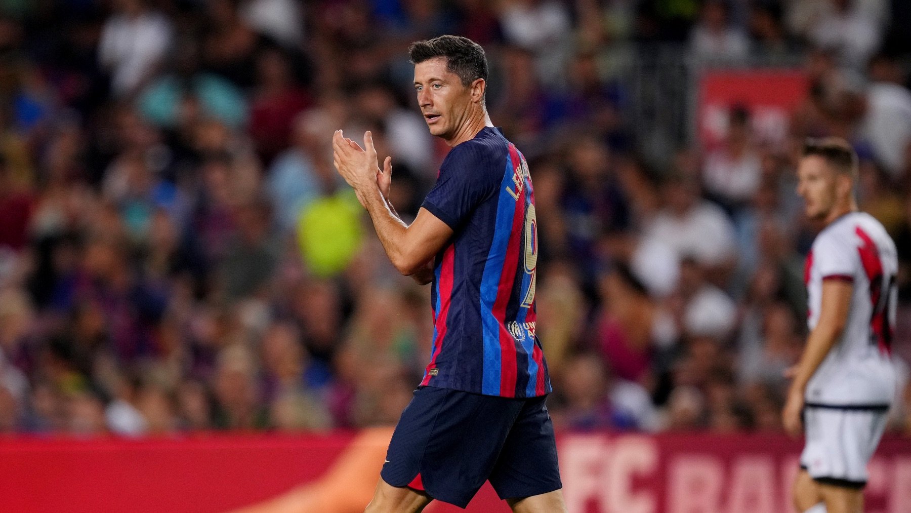 Robert Lewandowski, en su debut con el Barcelona. (Getty)