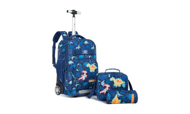 Gxtvo Mochila Con Ruedas Para Niños, Mochila Con Ruedas Enrollables, Maleta Con Ruedas Para Escuela Primaria, 3 Piezas, Dinosaurio, Unicornio, Sirena, Juego Rodante Unicornio Morado, Juego De Mochila