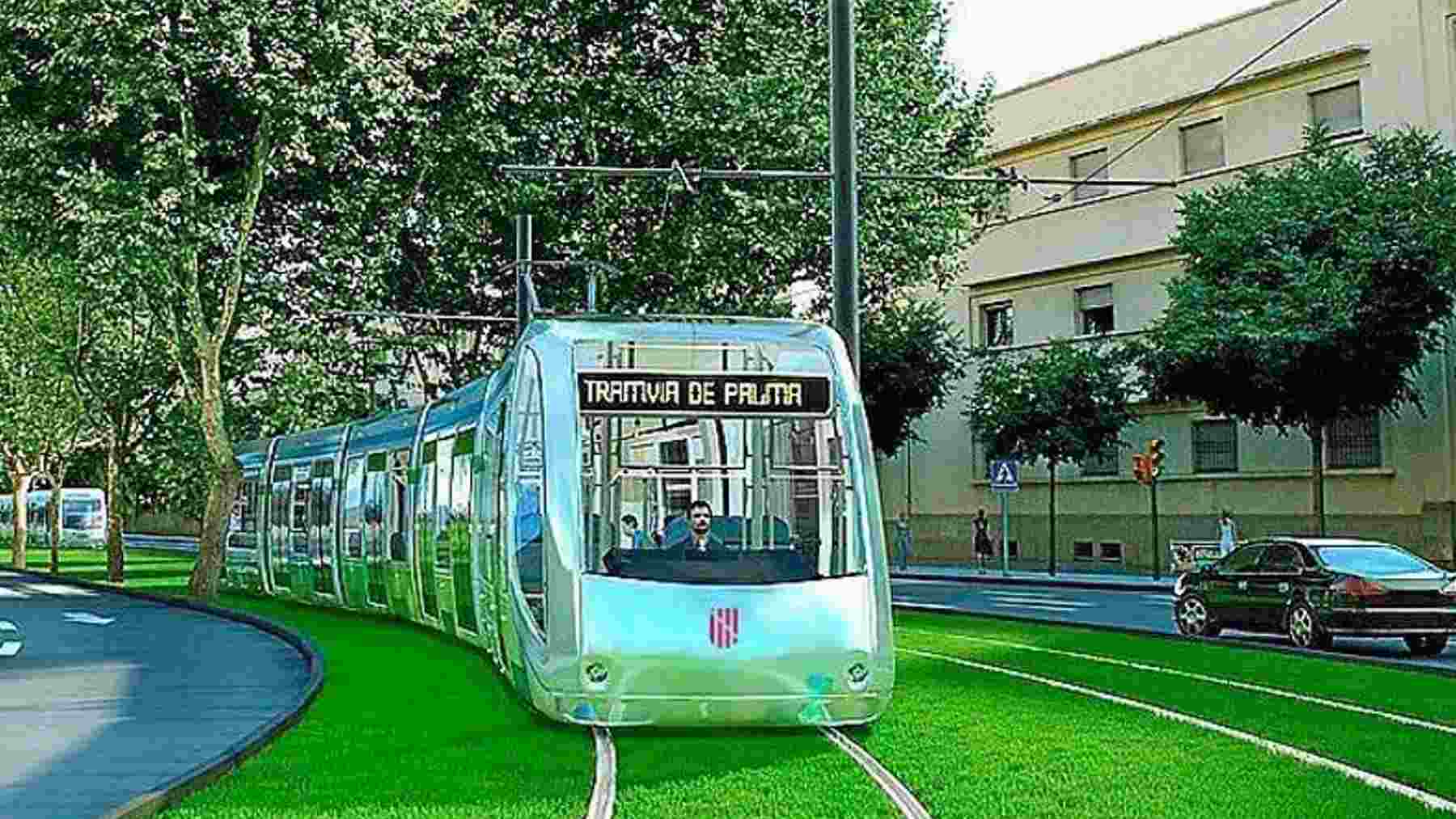 Recreación del futuro tranvía de Palma a su paso por Avenidas.