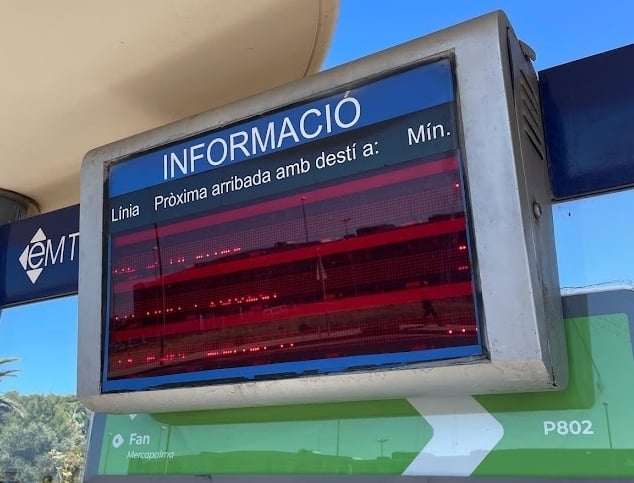 Pantalla informativa de la EMT