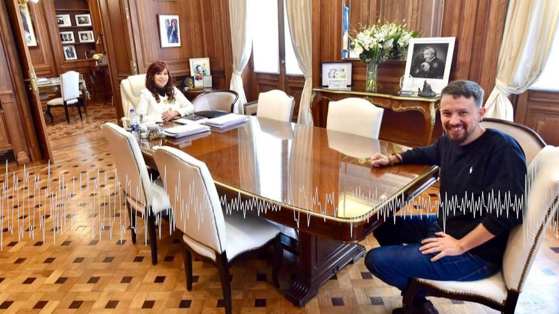 Pablo Iglesias y Cristina Fernández de Kirchner.