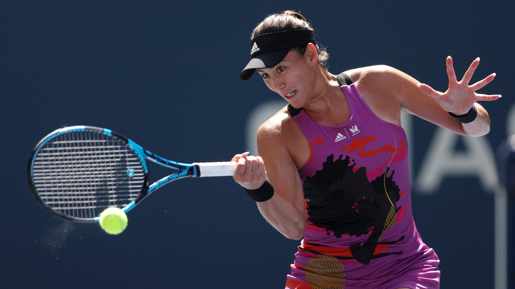 Garbiñe Muguruza, durante el partido ante Petra Kvitova en el US Open. (AFP)