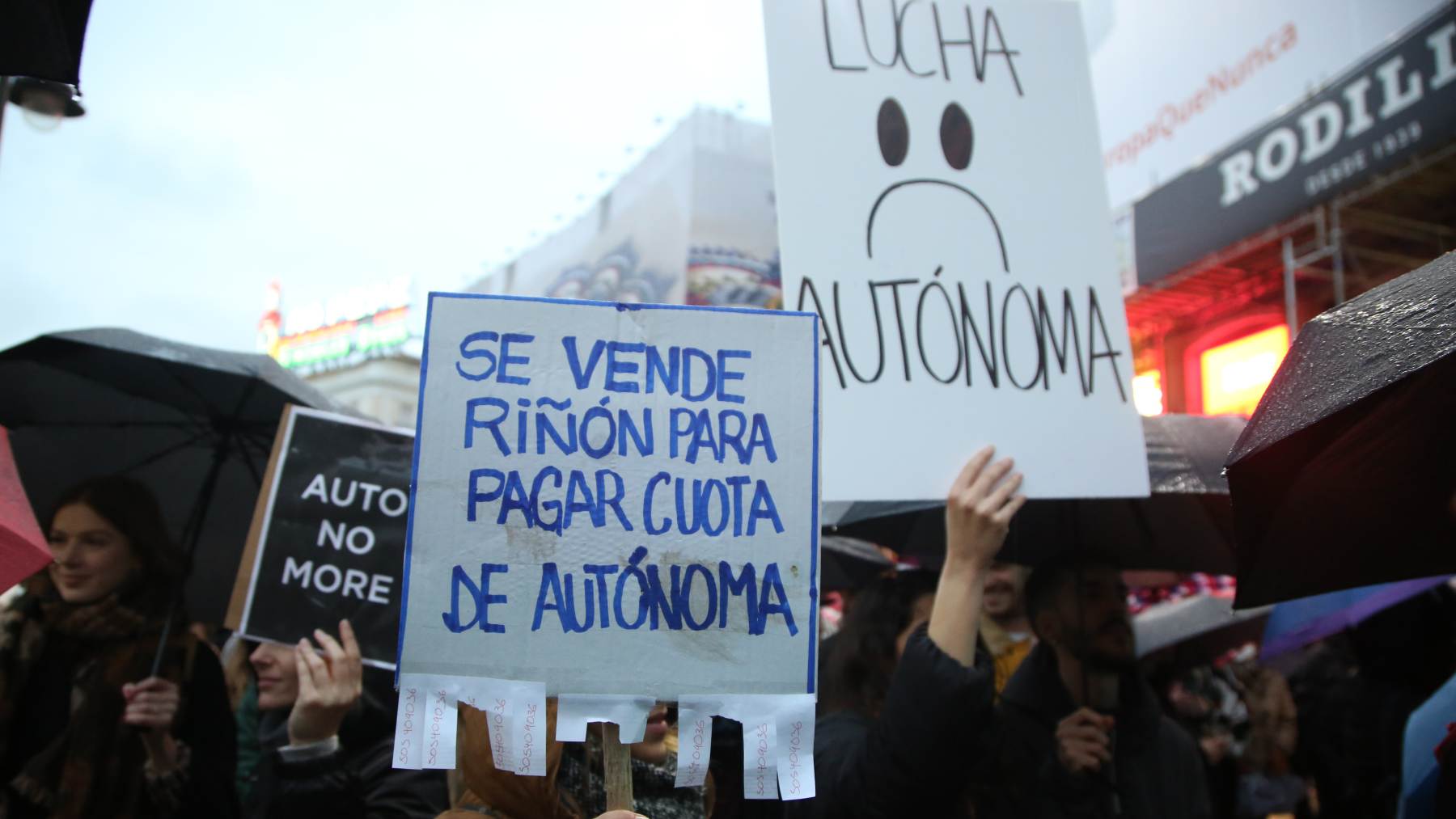 Manifestación de trabajadores autónomos en Madrid, el pasado mes de marzo. EP.
